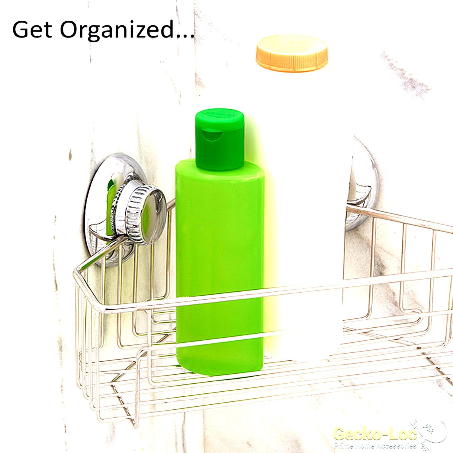 GeckoLoc Suction Cup Shower Caddy Bath Organizer Bathroom Storage