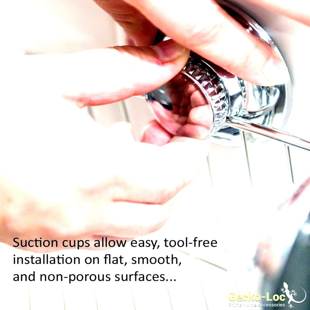 GeckoLoc Suction Cup Shower Caddy Bath Organizer Bathroom Storage