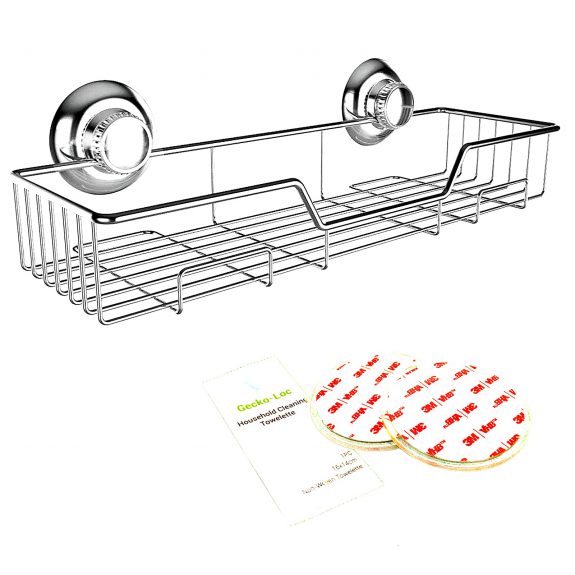Gecko-Loc Deep Shower Caddy Bathroom Organizer Shelf Basket