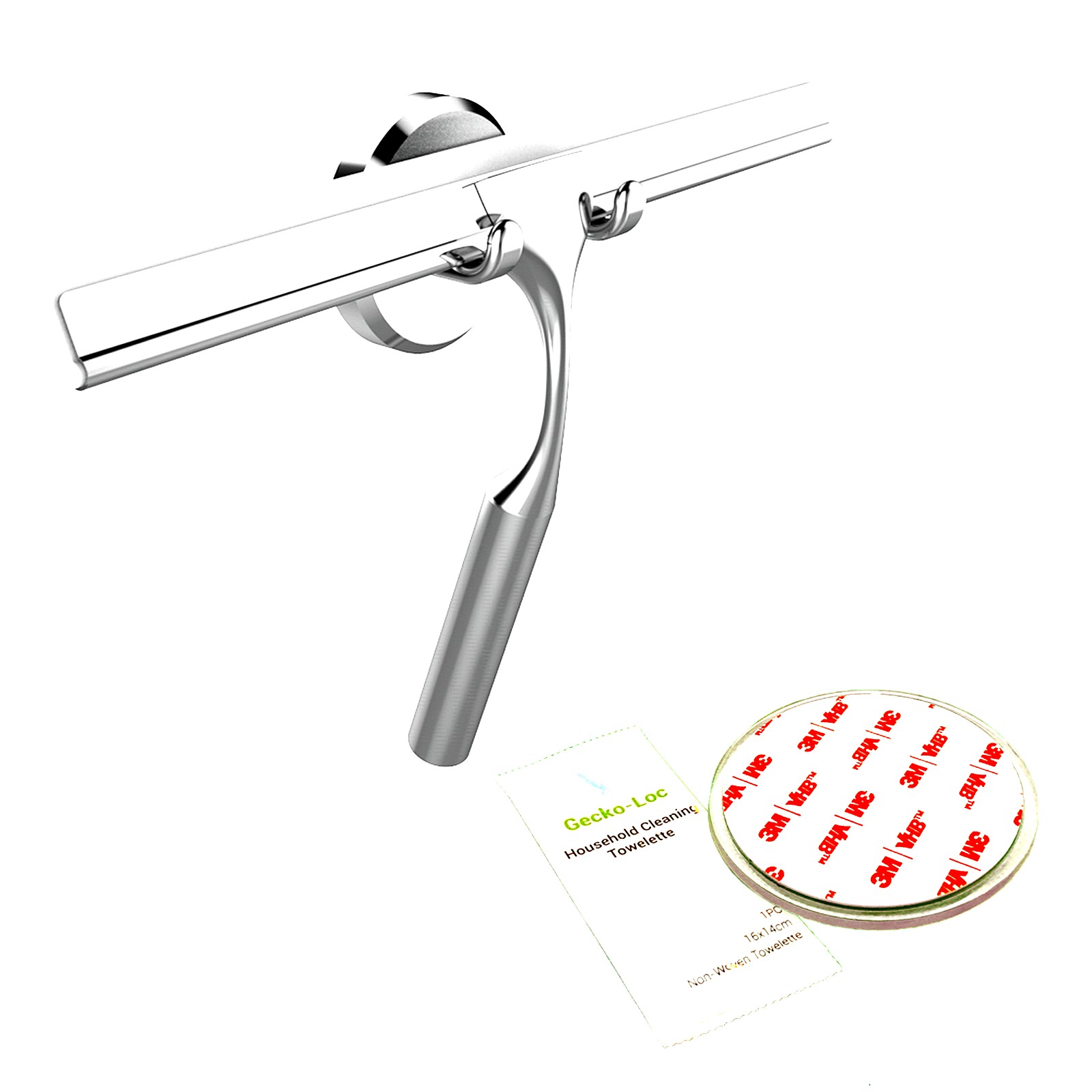 Gecko-Loc Bathroom Squeegee for Shower with Sleek Suction Cup Hook  (Rustproof Stainless Steel) – Gecko-Loc