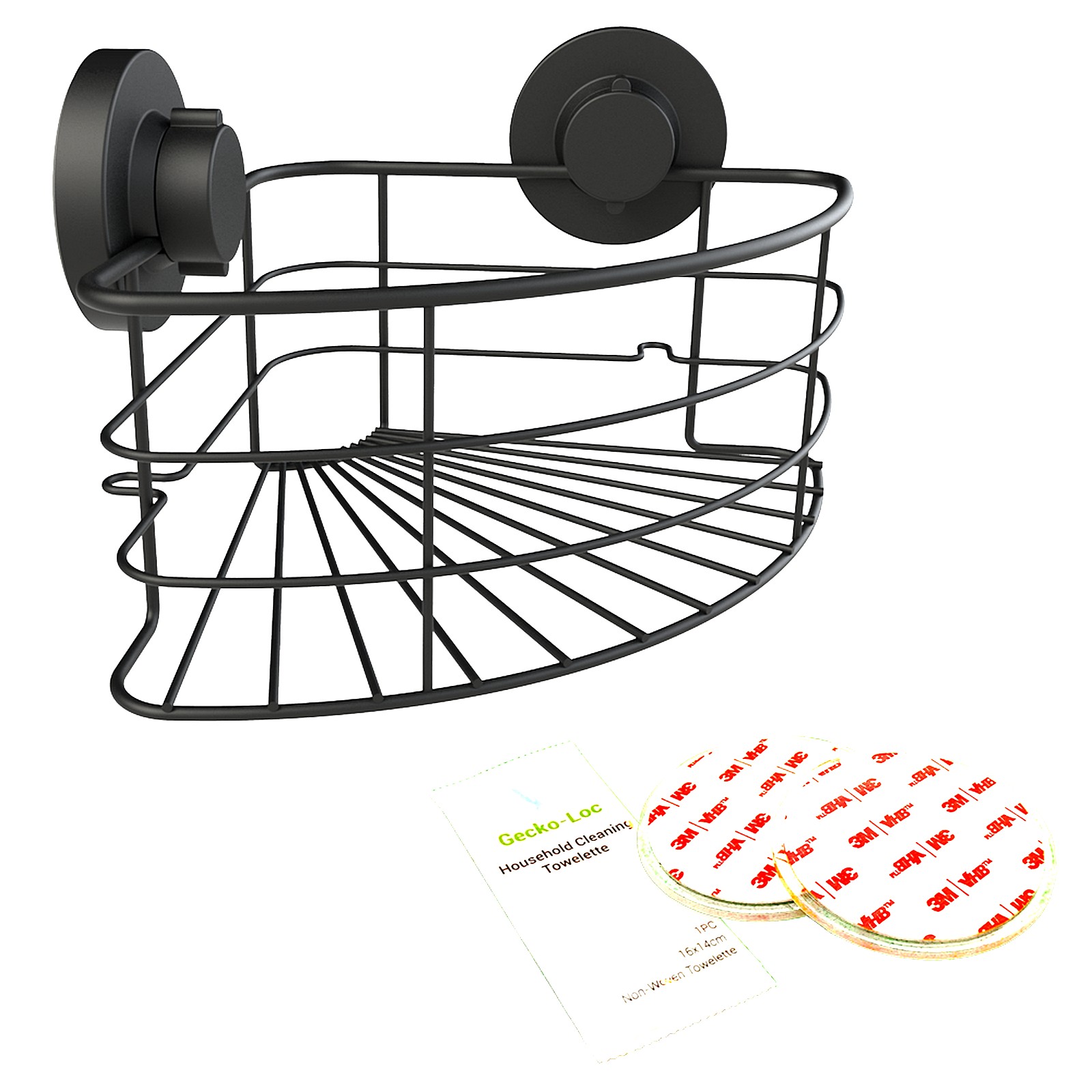 Hudson Home Black Suction Cup Basket Shower Caddy